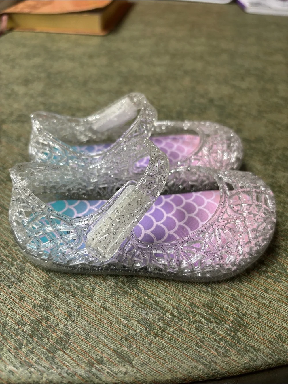 wonder nation Silver Glitter Jelly Mary Janes with Pink and Purple Insole